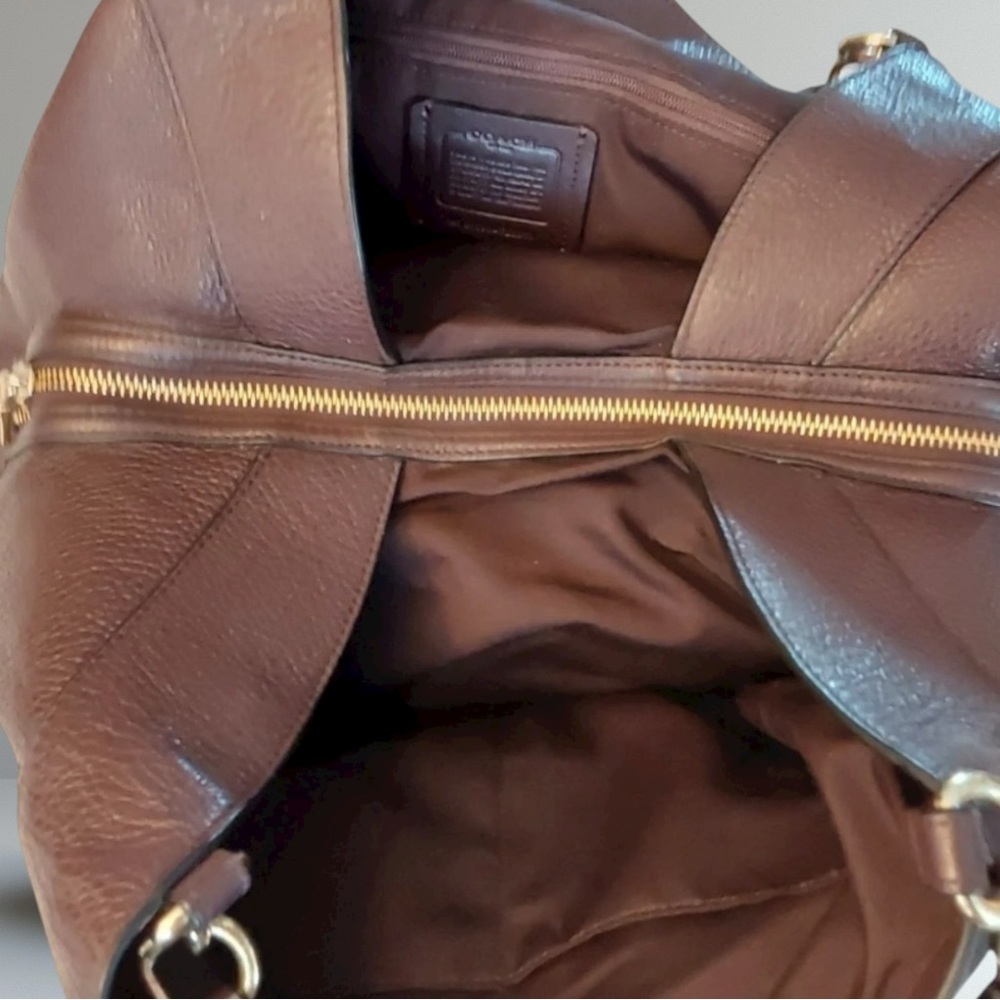 Coach Pebbled Leather Hobo in Chocolate Brown with Gold Hardware - Picture 3 of 6